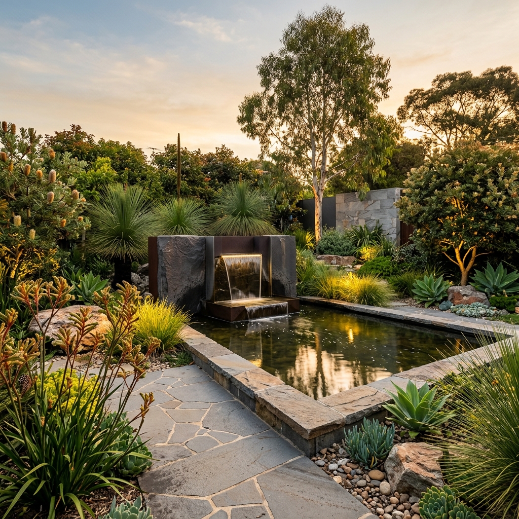Modern garden water feature